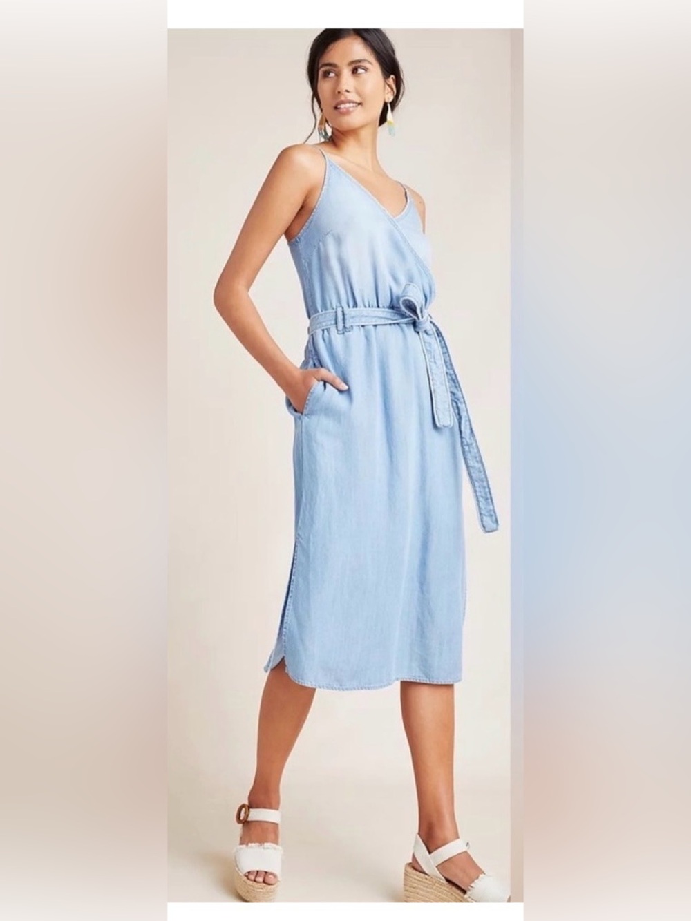 Cloth & Stone x Anthropologie Denim Chambray Midi Dress size medium